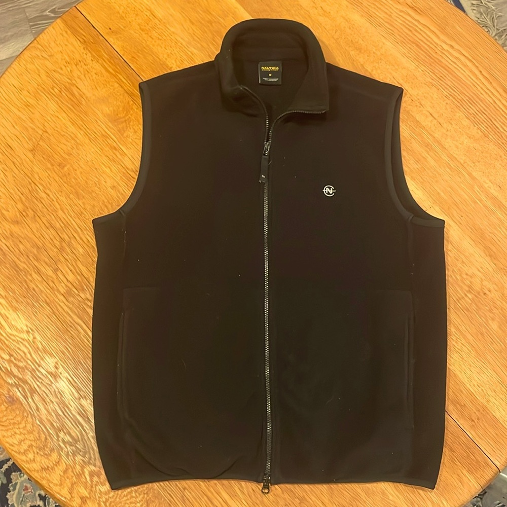 Nautica Competition Nautex fleece vest, zip up, men’s medium, black. Vintage 90s